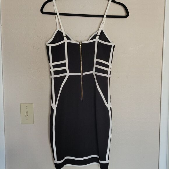 AGaci Sexy Black White Bodycon Out on The Town Dress - Picture 4 of 8